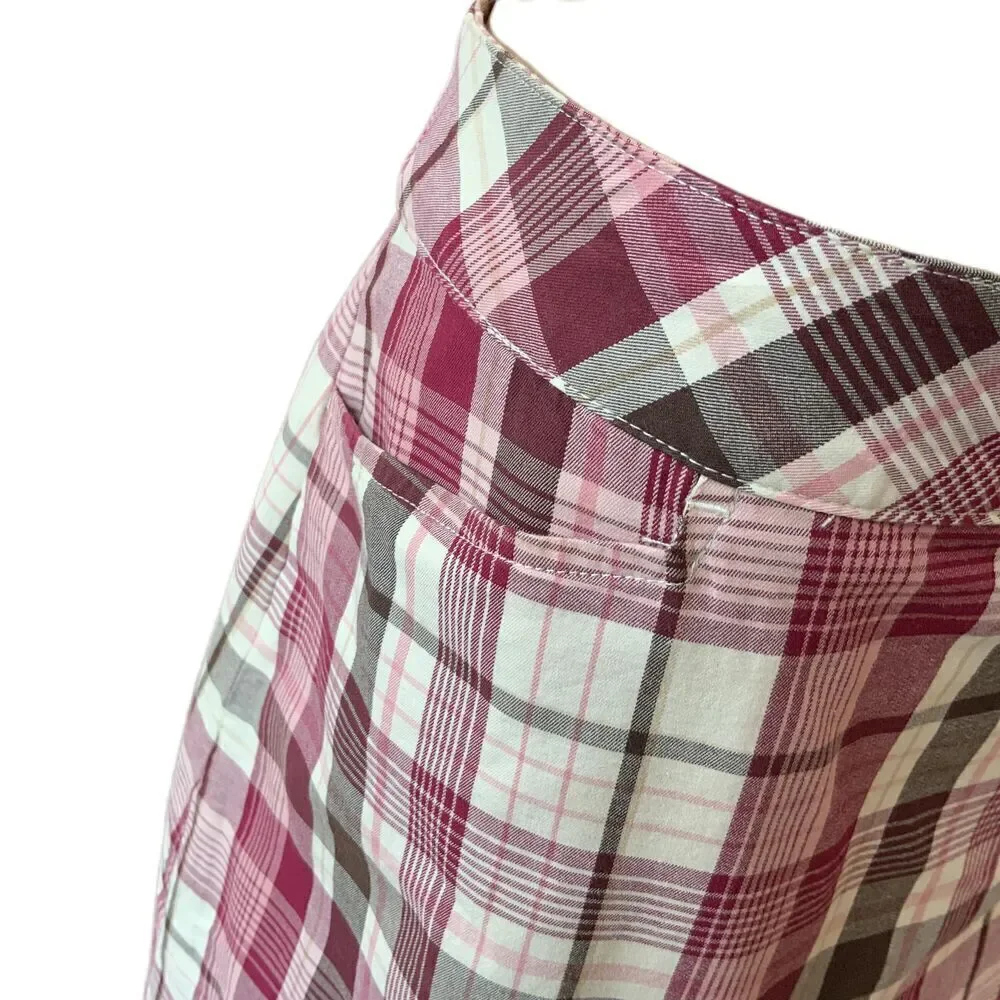 Lady Hagen Womens Pink Plaid Knee-length Stretchy‎ Preppy Academia Skort Medium